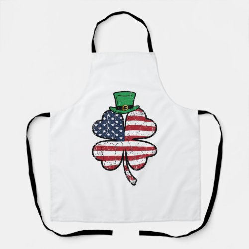 Vintage Shamrock Flag St. Patricks Day Apron