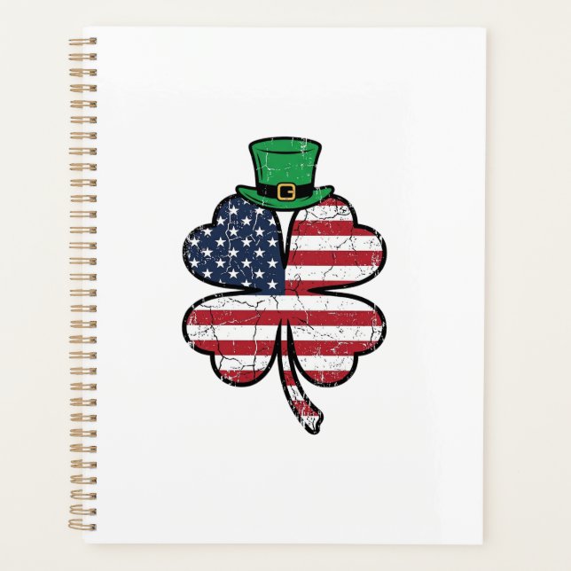 Vintage Shamrock Flag St. Patricks Day Planner (Front)