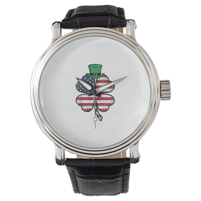 Vintage Shamrock Flag St. Patricks Day Watch (Front)