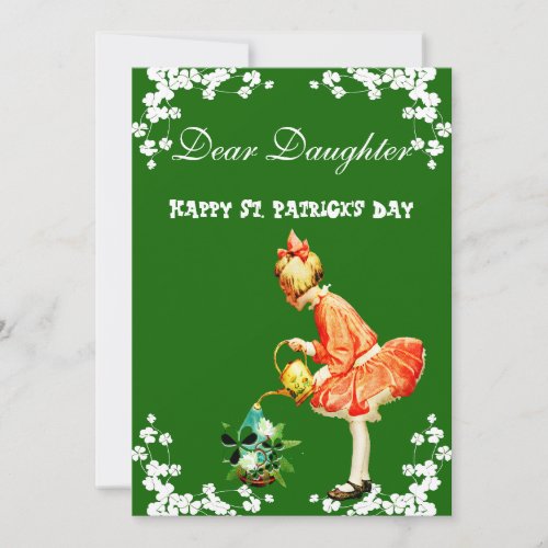 Vintage Shamrock Happy St Patricks Day Daughter   Holiday Card
