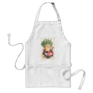 Vintage Shamrock Heart and Key St Patrick's Day Adult Apron
