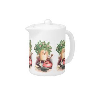 Vintage Shamrock Heart and Key St Patrick's Day Teapot