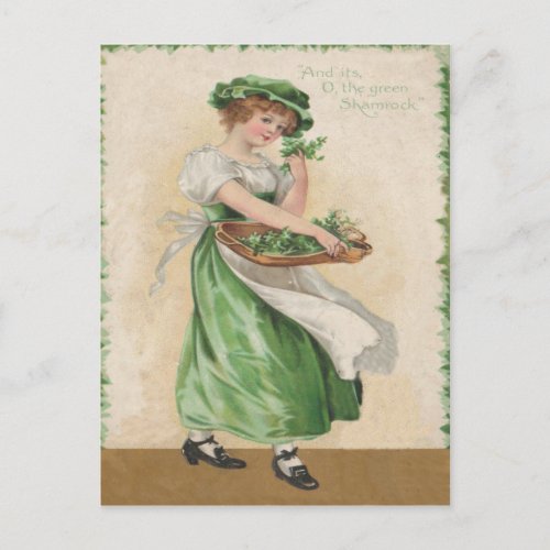 Vintage Shamrock Maiden St Patricks Day Card