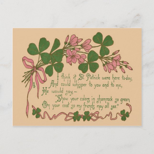 Vintage Shamrock Plant St Patrick's Day Card (Front)