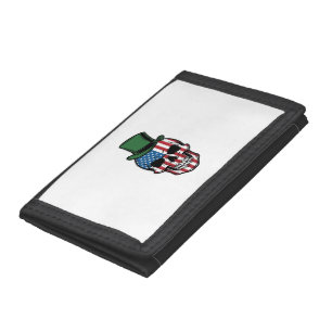 Vintage Shamrock Skull Flag Vector Design_1 Trifold Wallet
