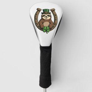 Vintage Shamrock Sloth St. Patricks Day Design 2 Golf Head Cover