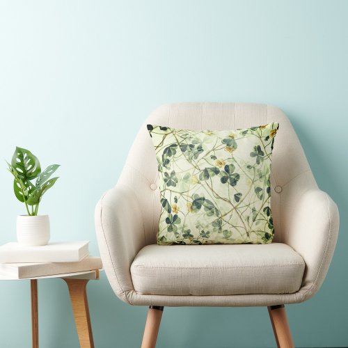 Vintage Shamrocks Throw Pillow