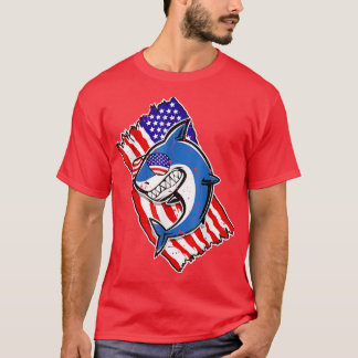 Vintage Shark American USA Flag Patriotic Funny 4t T-Shirt