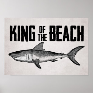 Vintage Shark Beach King Poster