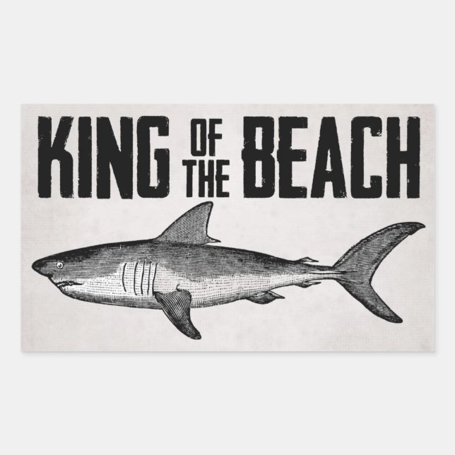 Vintage Shark Beach King Rectangular Sticker (Front)