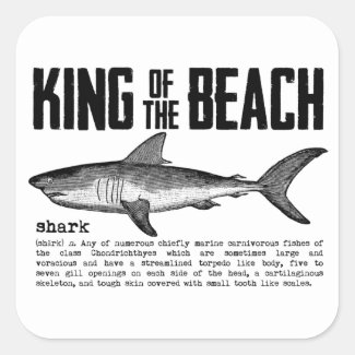 Vintage Shark Beach King Square Sticker
