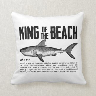Vintage Shark Beach King Throw Pillow