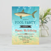 Vintage shark birthday theme invitation (Standing Front)