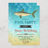 Vintage shark birthday theme invitation (Front/Back)