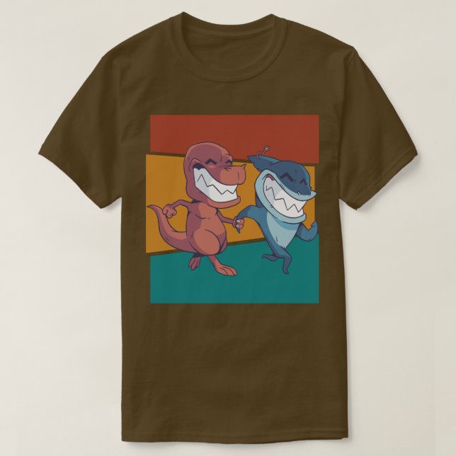 Vintage Shark Dinosaur  T-Shirt (Design Front)