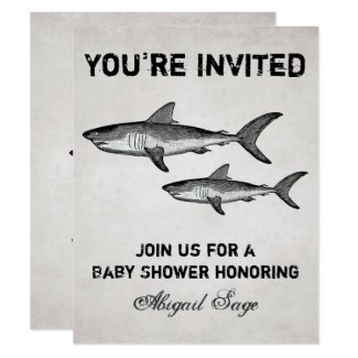 Vintage Shark Ocean Baby Shower Beach Invitation