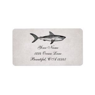 Vintage Shark Ocean Beach Address Label