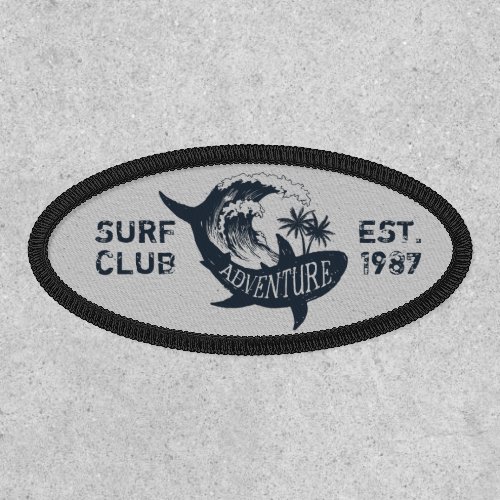 Vintage Shark  Ocean Wave Logo Patch