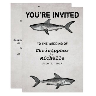 Vintage Shark Ocean Wedding Invitations