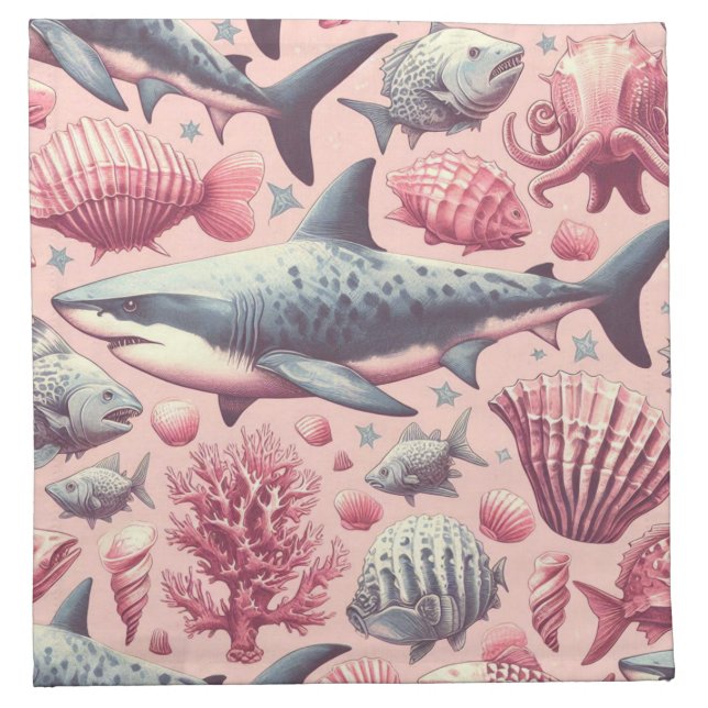 Vintage Shark Seamless Cloth Napkin (Front)