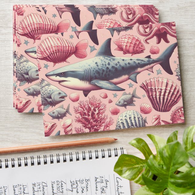 Vintage Shark Seamless Envelope (Stacked)