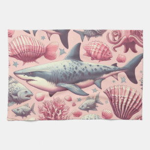 Vintage Shark Seamless Kitchen Towel