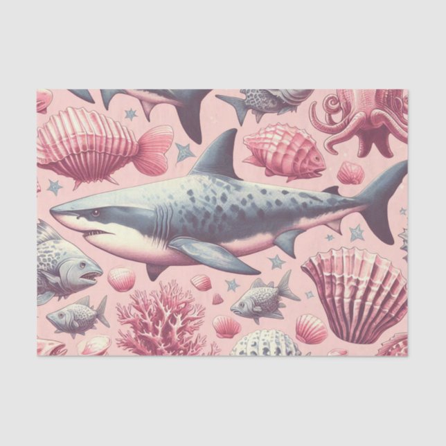 Vintage Shark Seamless Tissue Paper (Front)
