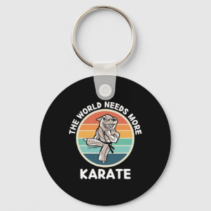 Vintage Shark The World Needs More Karate Retro Ka Keychain