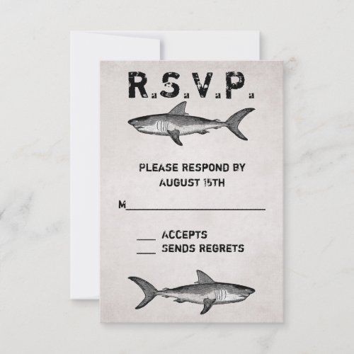Vintage Shark Ocean Wedding RSVP Cards