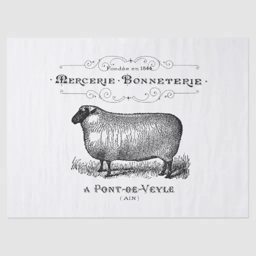 Vintage Sheep Ad Tissue Tissue Paper