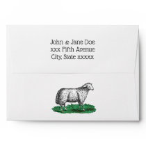 Vintage Sheep Ewe Farm Animals Drawing C Envelope