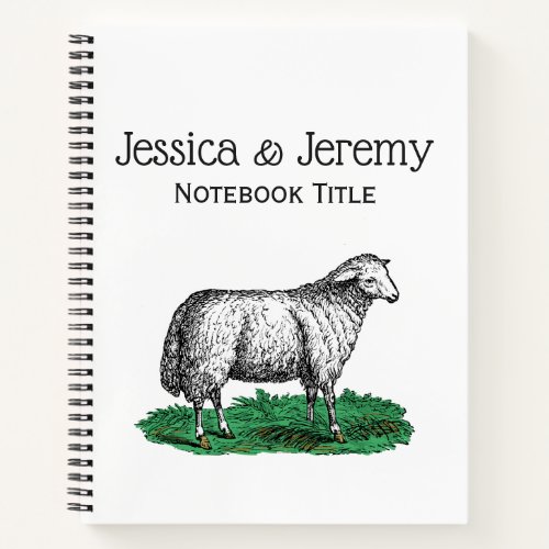 Vintage Sheep Ewe Farm Animals Drawing C Notebook