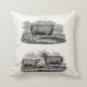 Vintage Sheep Ewe Farm Animals Retro Ewes Throw Pillow