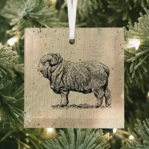 Vintage Sheep Glass Ornament