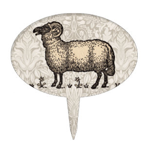 Vintage Sheep Illustration: Farm Classic Art Cake Topper