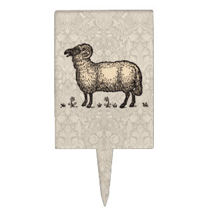 Vintage Sheep Illustration: Farm Classic Art Cake Topper
