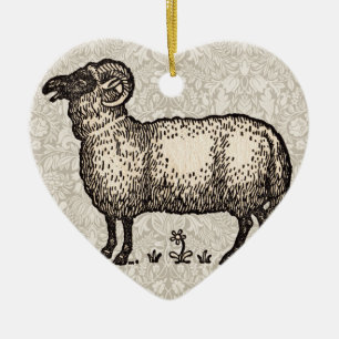 Vintage Sheep Illustration: Farm Classic Art Ceramic Ornament