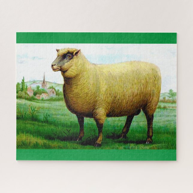 Vintage sheep painting jigsaw puzzle (Horizontal)