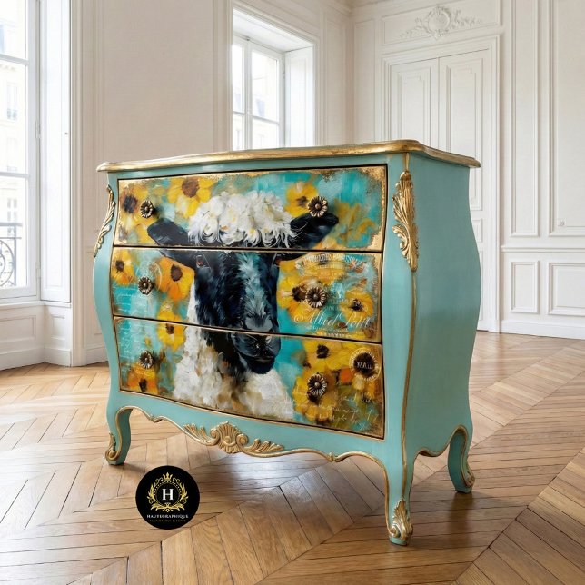 Vintage Sheep Rustic Floral Decoupage  Tissue Paper (Creator Uploaded)