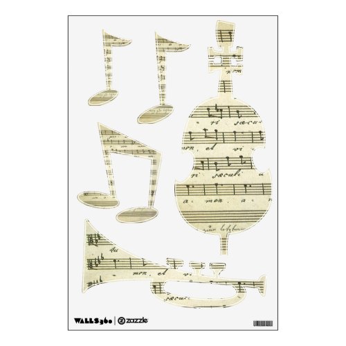 Vintage Sheet Music Antique Musical Score 1810 Wall Sticker