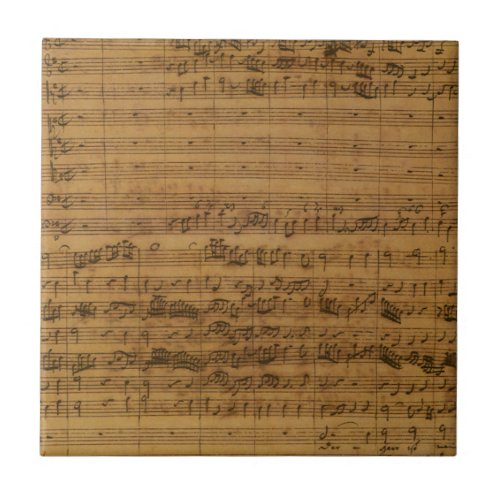 Vintage Sheet Music by Johann Sebastian Bach Ceramic Tile