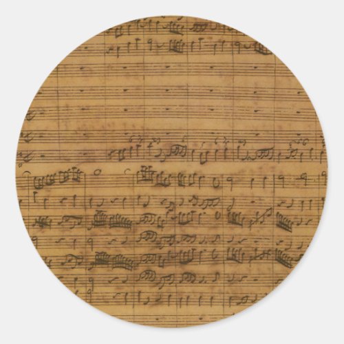 Vintage Sheet Music by Johann Sebastian Bach Classic Round Sticker