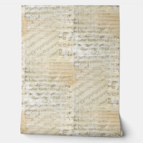 Vintage Sheet Music Collage Cream Wallpaper Wallpaper