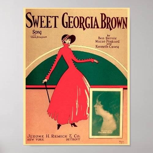 Vintage Sheet Music Cover Sweet Georgia Brown 1925 Poster