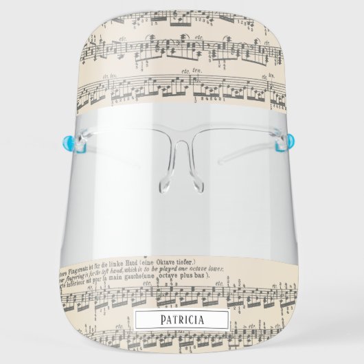 Vintage Sheet Music Face Shield (Front)