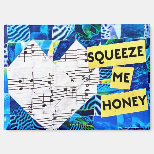 Vintage Sheet Music Heart Quilt Collage Magnet (Front)