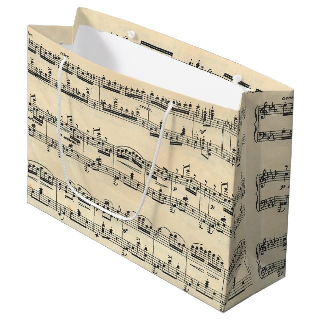 Vintage Sheet Music Large Gift Bag (Front Angled)