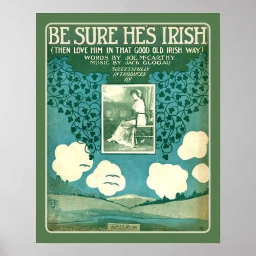 Vintage Sheet Music Make Sure Hes Irish Poster