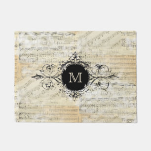 Vintage Sheet Music Monogram Mat