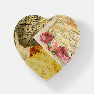 Vintage Sheet Music Musial Notes Roses Paperweight